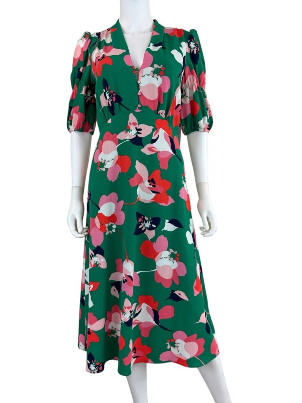 VINCE CAMUTO NWT Green Floral Pebble Crepe Mini Dress Size 6 N1056